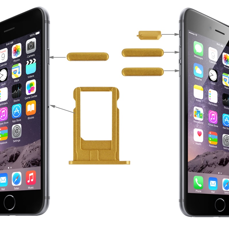 iPhone 6 Plus Sim-kortin pidike / Äänenvoimakkuus näppäimet / Mykistys / Virtanäppäin - Kulta