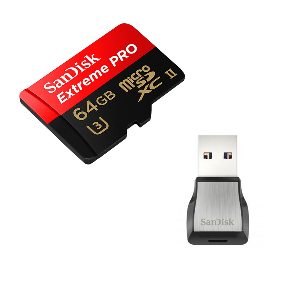64GB SANDISK MicroSDXC ExtremePro 275MB/s + Kortinlukija