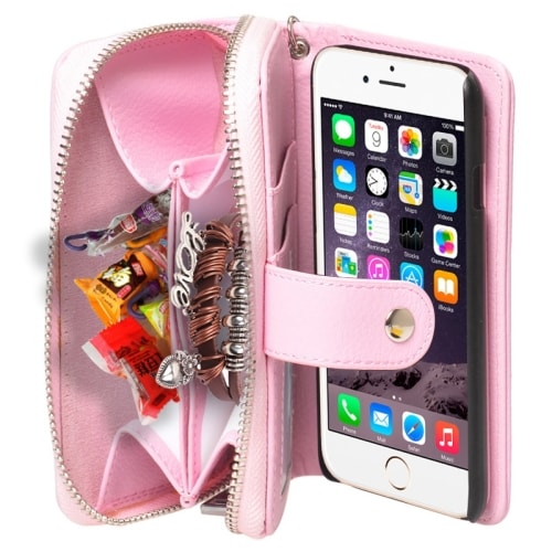 Lompakkokotelo hihnalla iPhone 6 Plus & 6S Plus - Pinkki