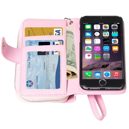 Lompakkokotelo hihnalla iPhone 6 Plus & 6S Plus - Pinkki
