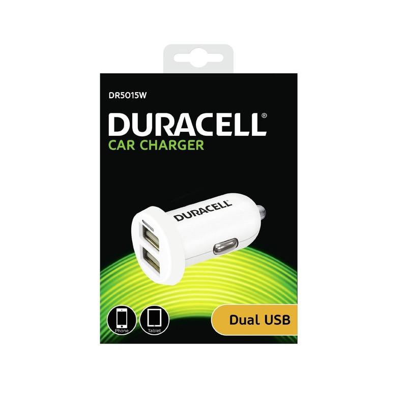 Duracell Dual Autolaturi USB 3,4A Valkoinen