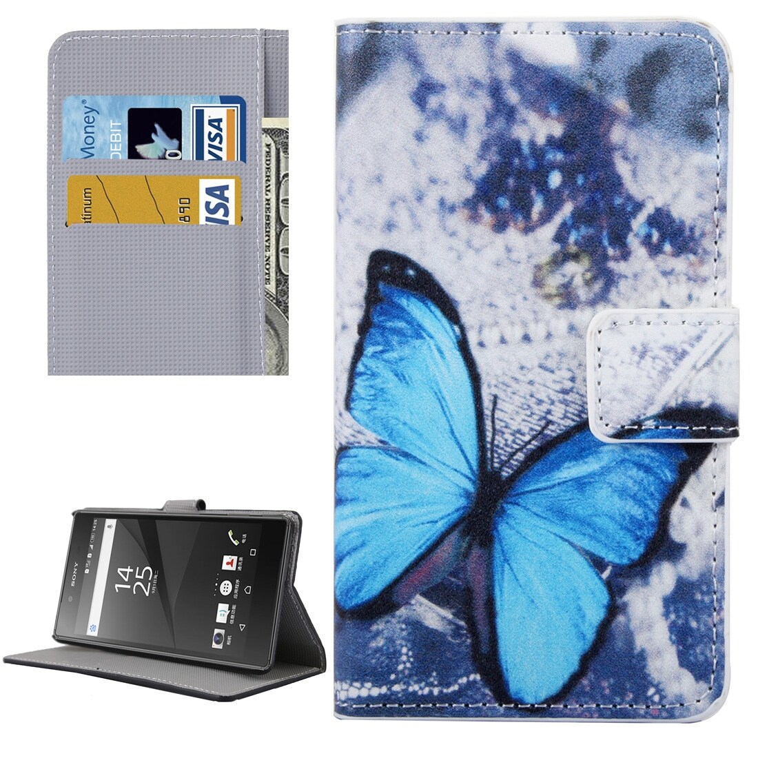 Flip kotelo telineellä & korttipaikoilla Sony Xperia X