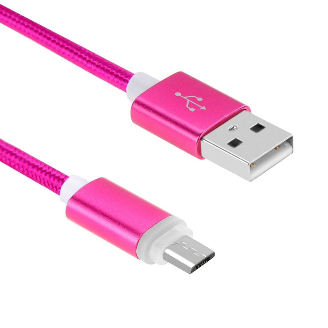 Kestävä kangaspäällysteinen Usb-kaapeli Micro USB metallipäällä - Suurpakkaus 8kpl eri värejä