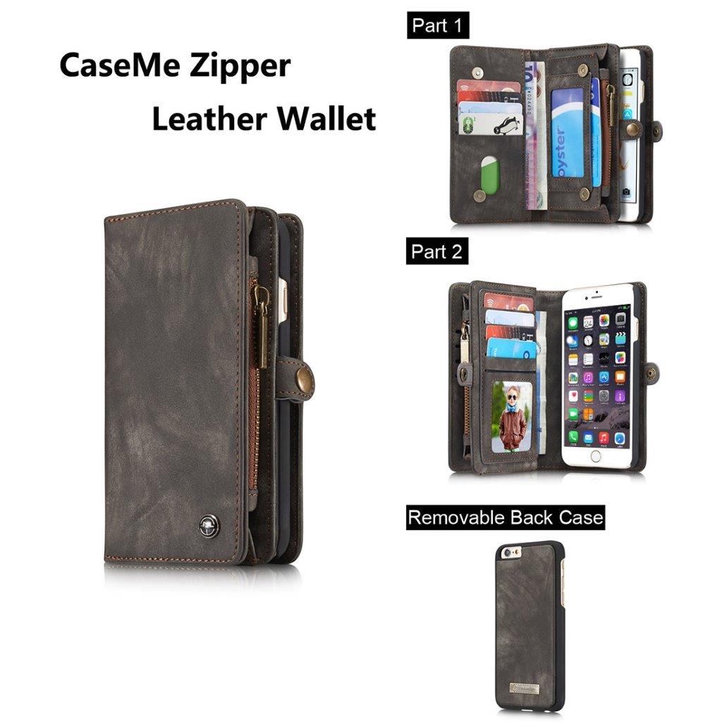 CaseMe Leather Billfold iPhone 6 & 6s - Magneetti-toiminnolla,10 kortille, kolikkolokerolla