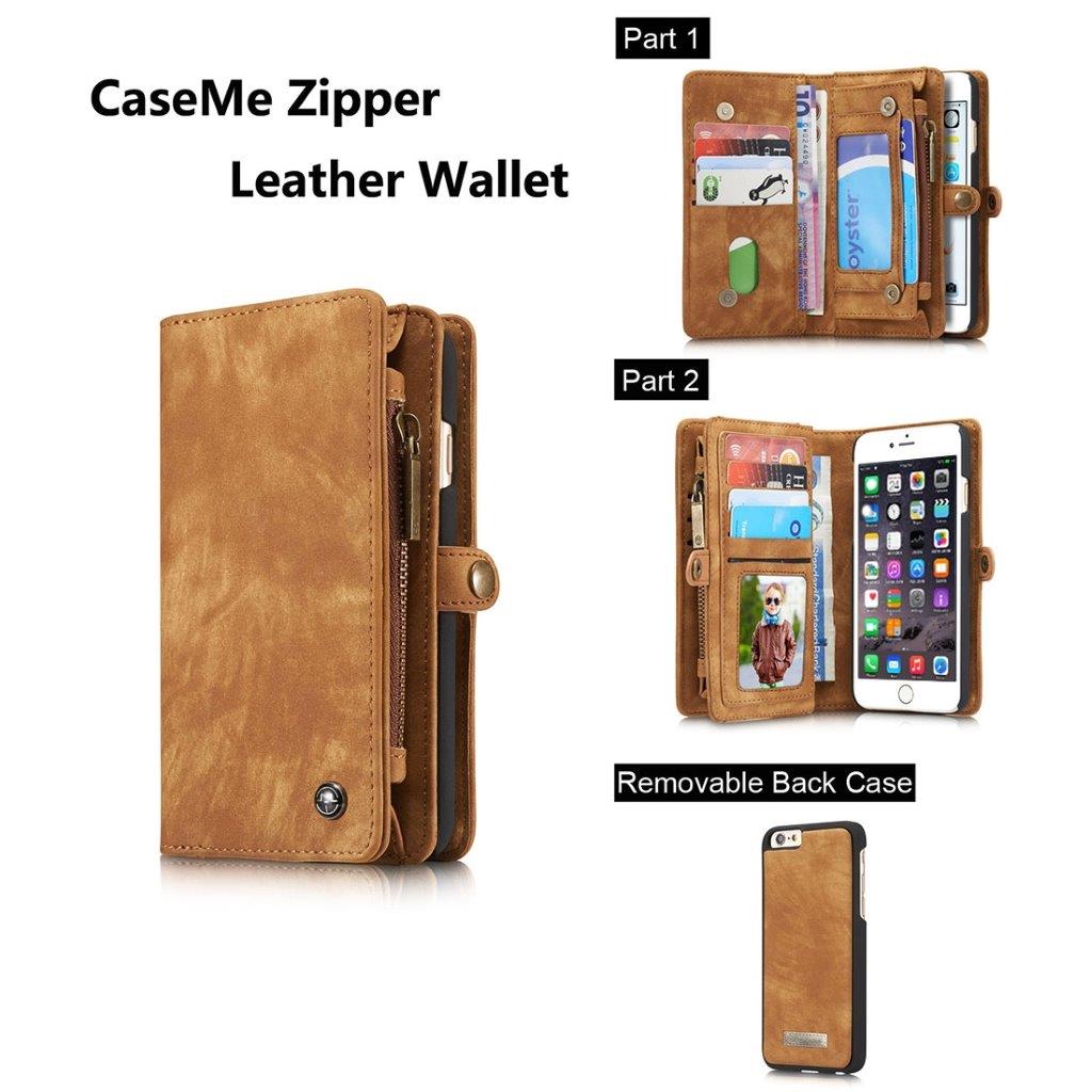 CaseMe Leather Billfold iPhone 6 & 6s - Magneetti-toiminto, 10 kortille, kolikkolokerolla