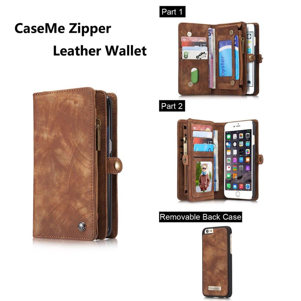 CaseMe Leather Billfold iPhone 6 Plus & 6s Plus - Magneetti-toiminnolla, 10 kortille, kolikkolokerolla