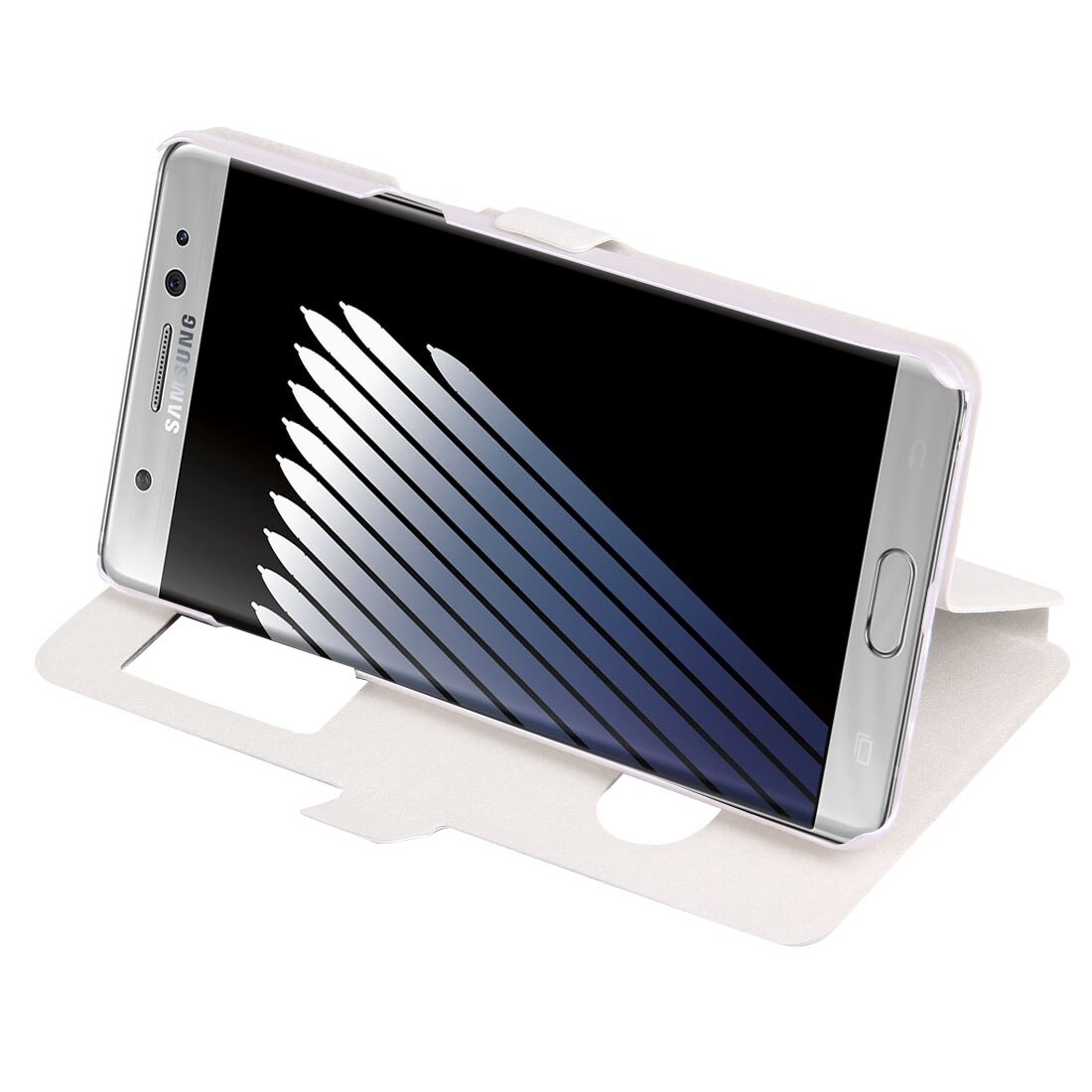 Kotelo Samsung Galaxy Note 7 telineellä ja ID-ikkunalla