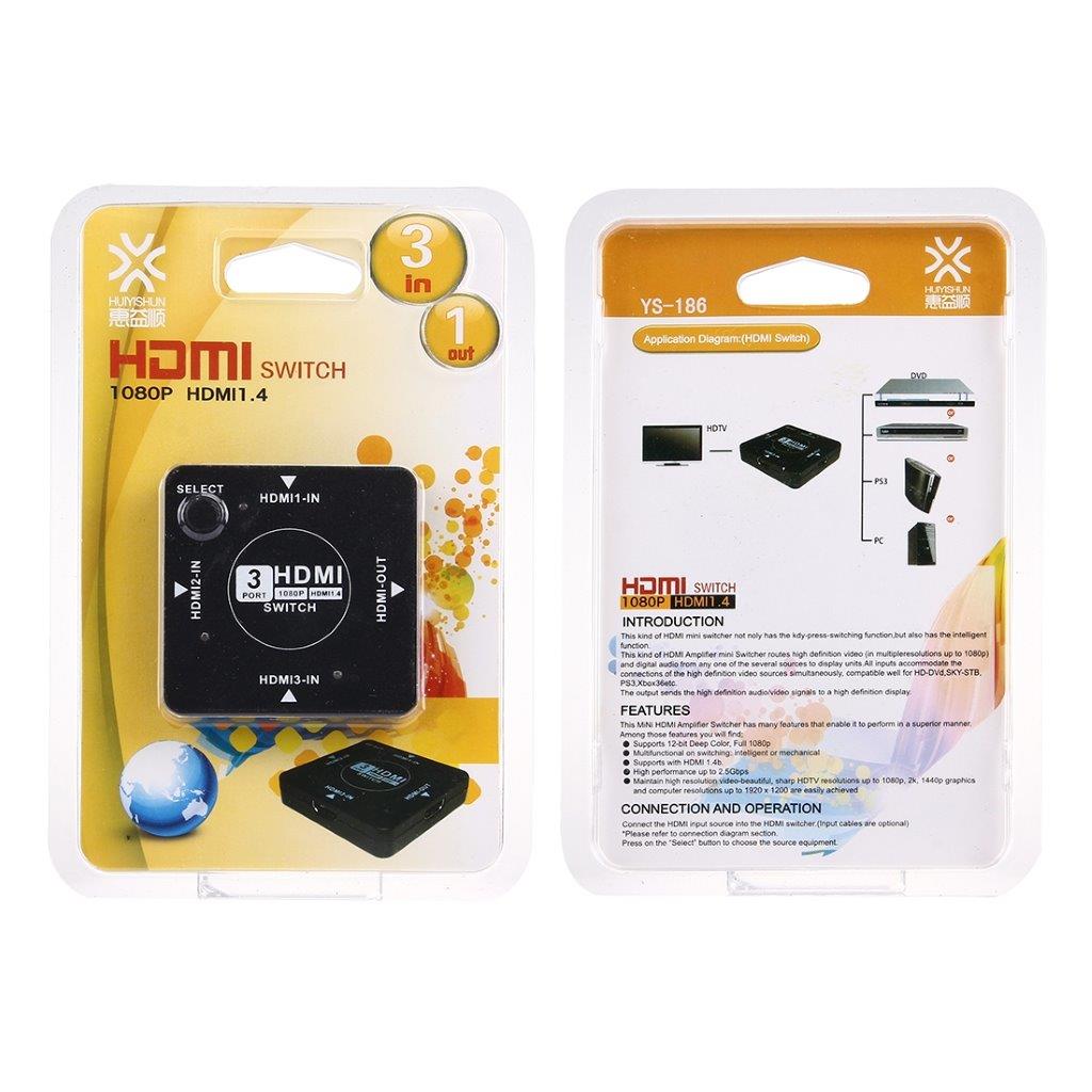 HDMI Auto Switch / jakaja 3 Porttinen 1.4 Versio 1080P