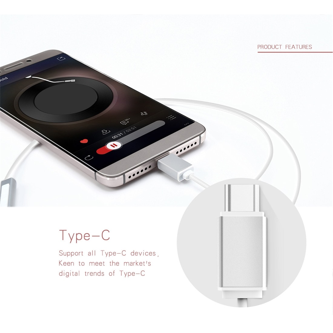 In-Ear Stereo headset Tyyppi-C - Samsung, Google, LG, Huawei, NOKIA  jne.