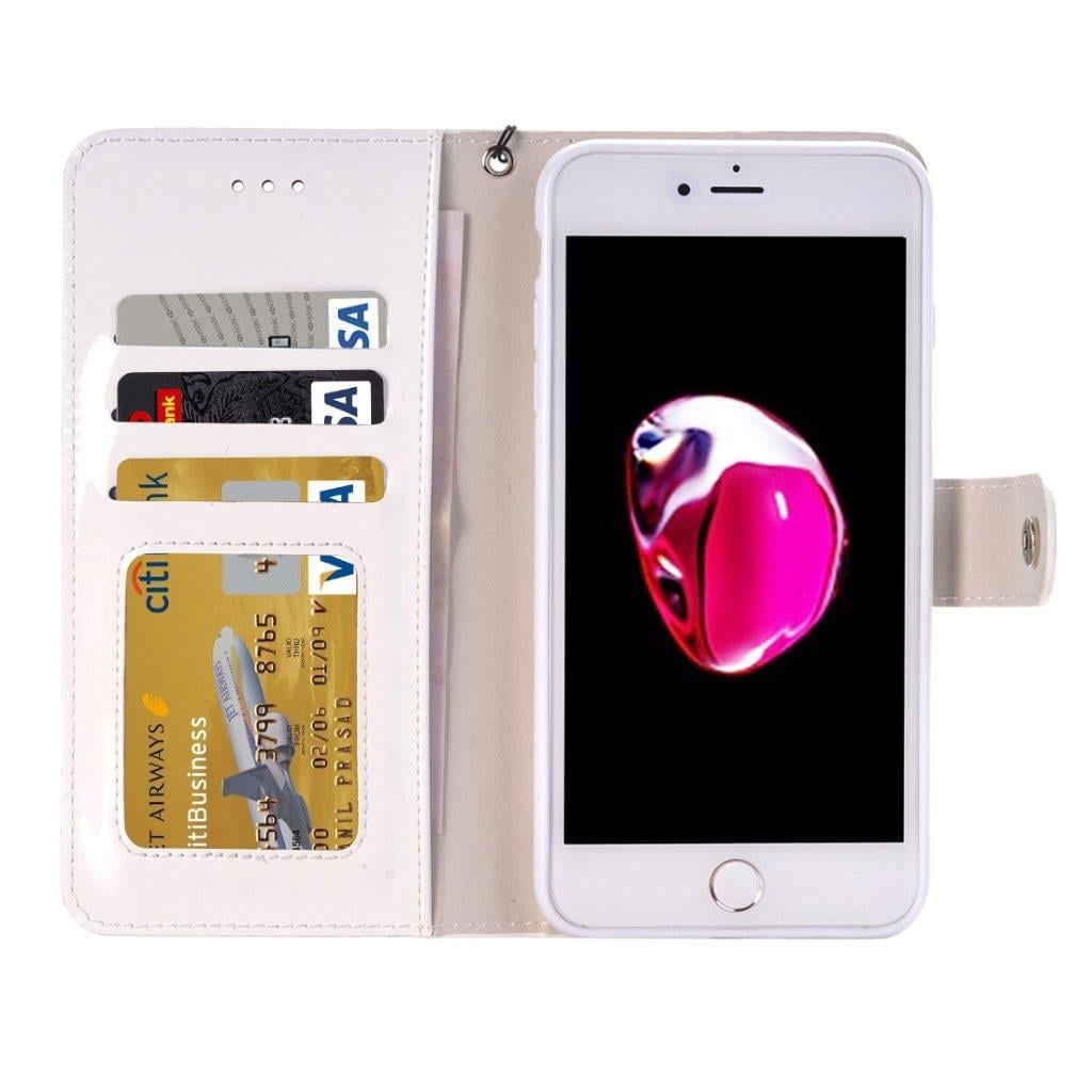 Kotelo telineellä ja korttipaikoilla iPhone 8 Plus / 7 Plus - Valkoinen