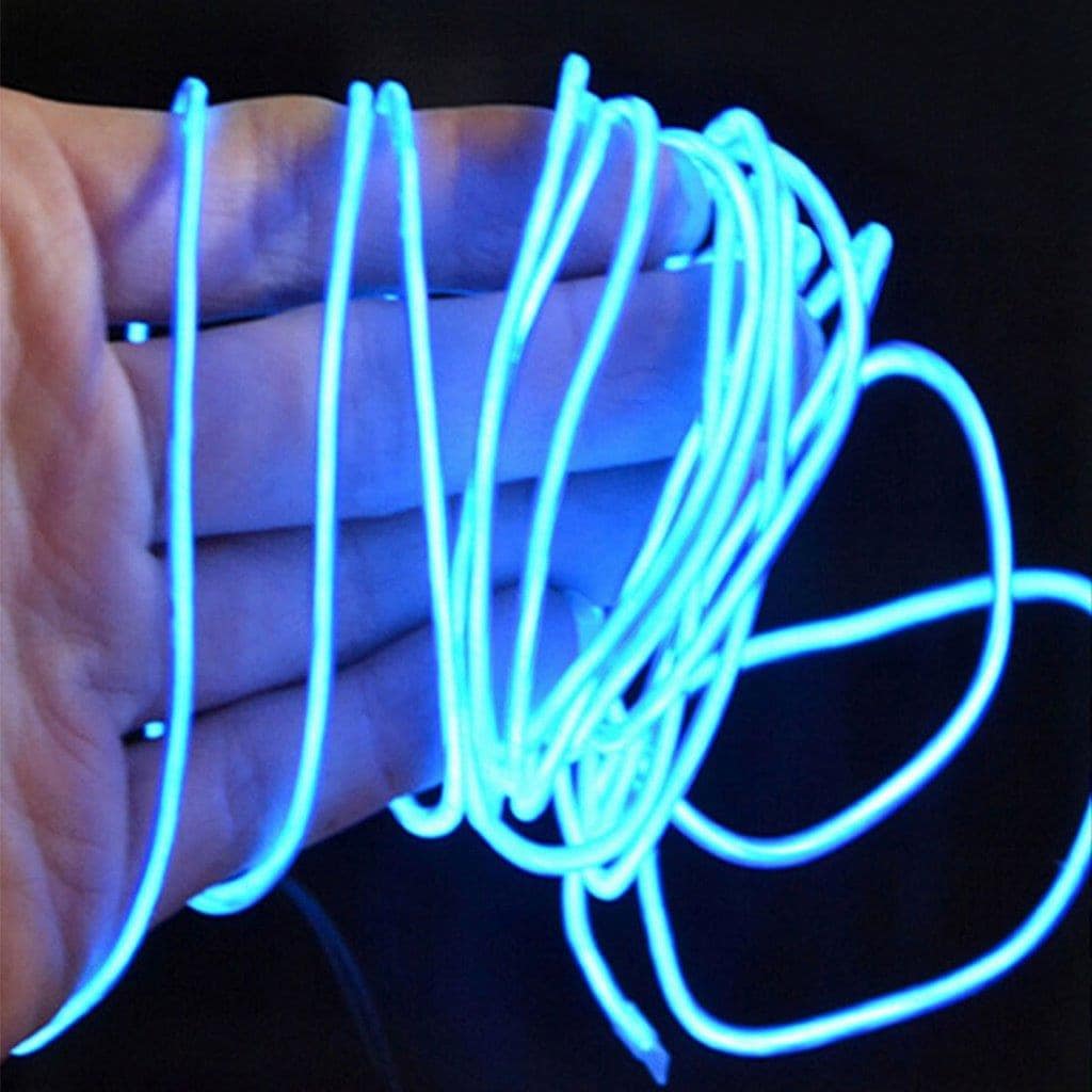 Paristokäyttöinen Neon LED-nauha Diskoon / Autoon / kodin sisustamiseen - 3 metriä vaaleansininen