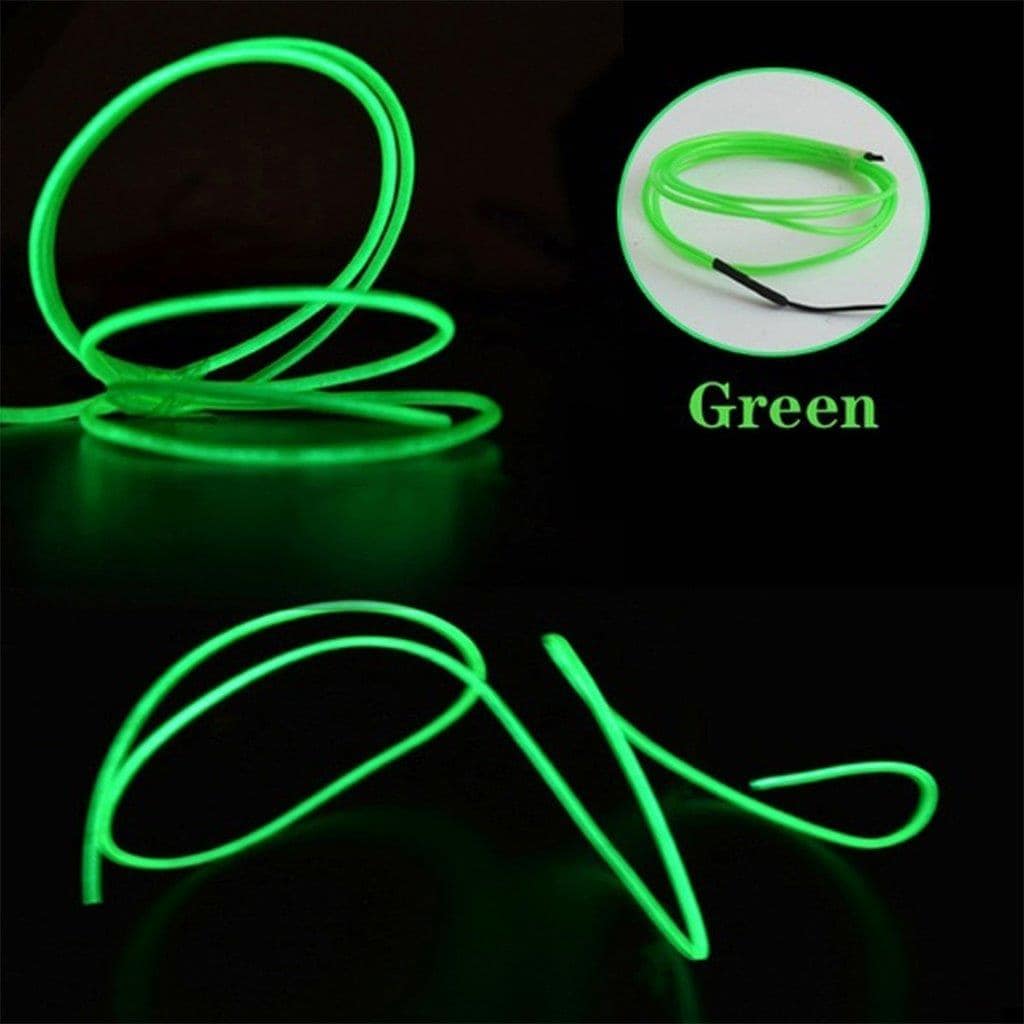 Paristokäyttöinen Neon LED-nauha Diskoon / Autoon / kodin sisustamiseen - 3 metriä Vihreä