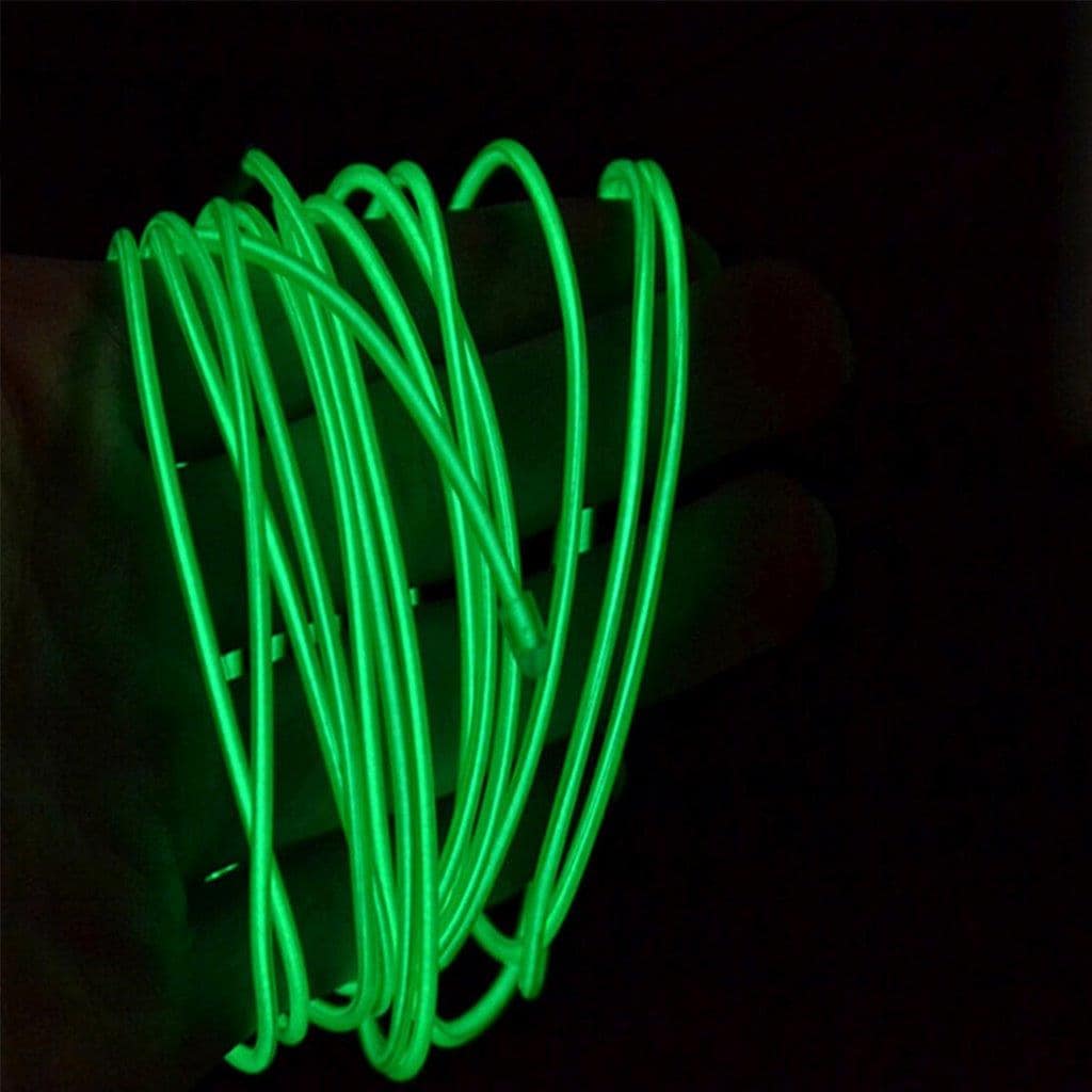 Paristokäyttöinen Neon LED-nauha Diskoon / Autoon / kodin sisustamiseen - 3 metriä Vihreä