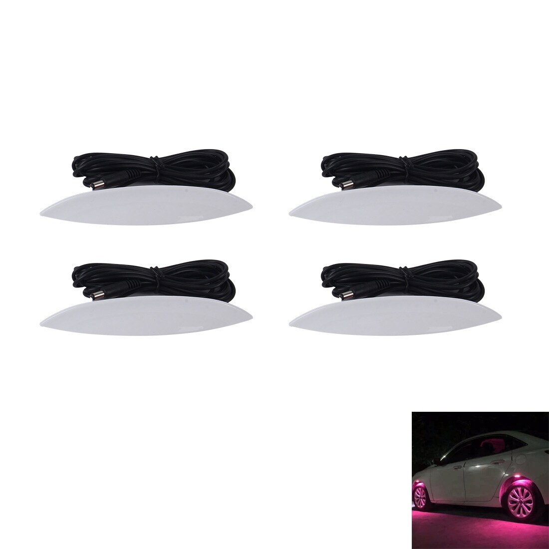 Auton renkaiden LED-valot 4kpl 3 Mode - Pinkki valo