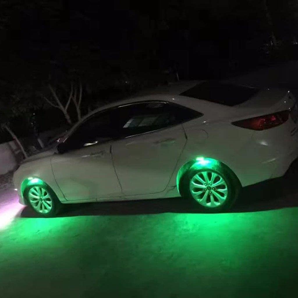 Auton Pyöräkotelon LED-valot 4kpl 3 Mode - Vihreä valo