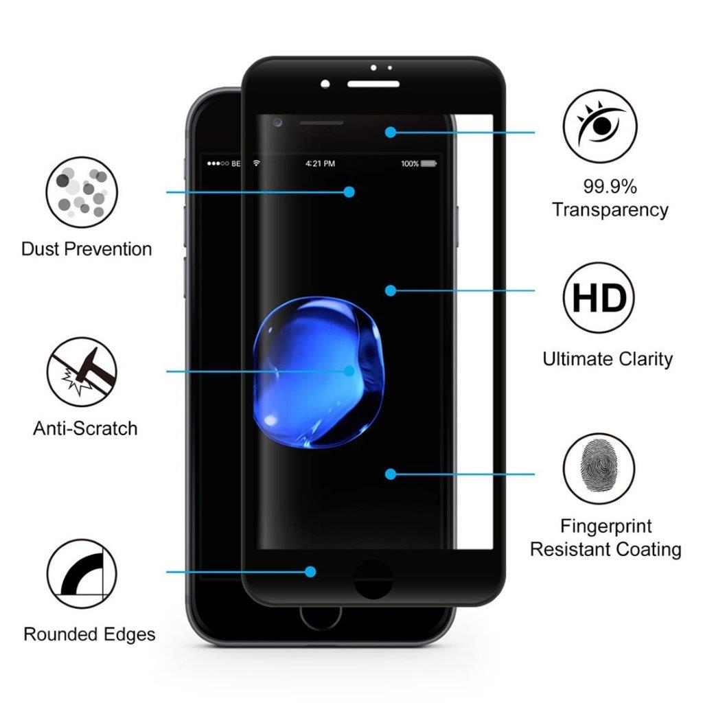 iPhone 8 Plus / 7 Plus Ultra ohut näytönsuoja lasia, joka kattaa koko näytön