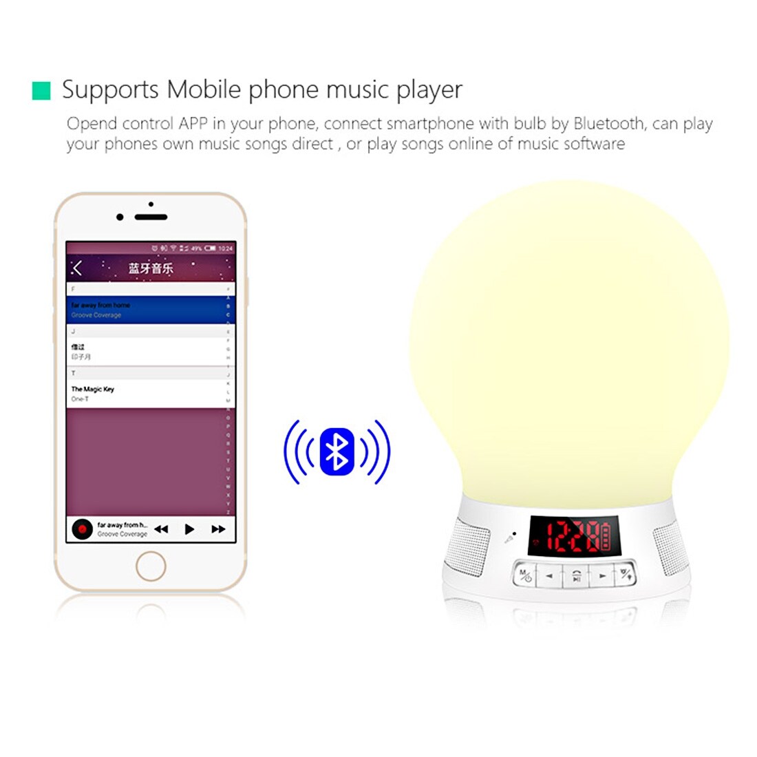 Bluetooth-ohjattu Herätyskello valolla & Fm-radiolla