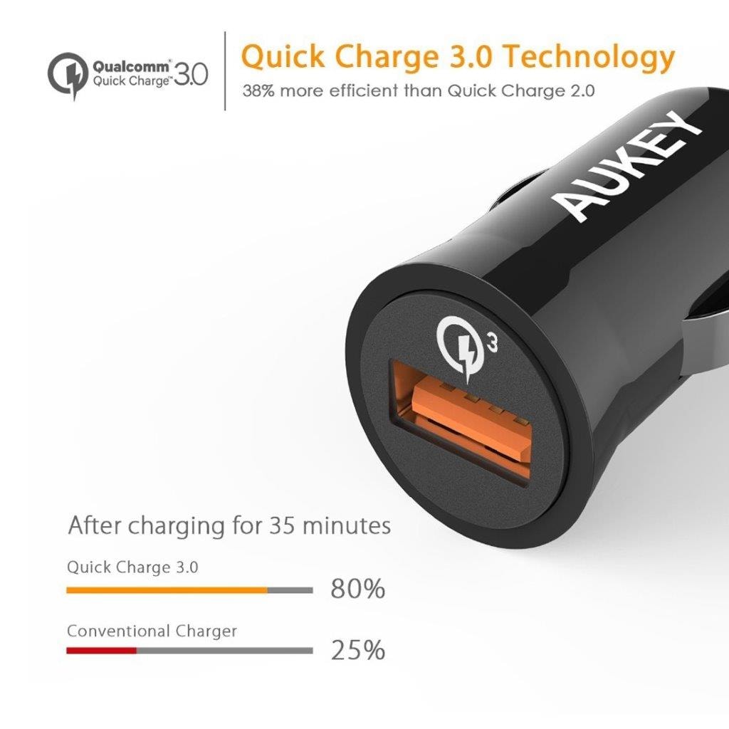 Aukey Autolaturi, tukee Qualcomm Quick Charge 3.0
