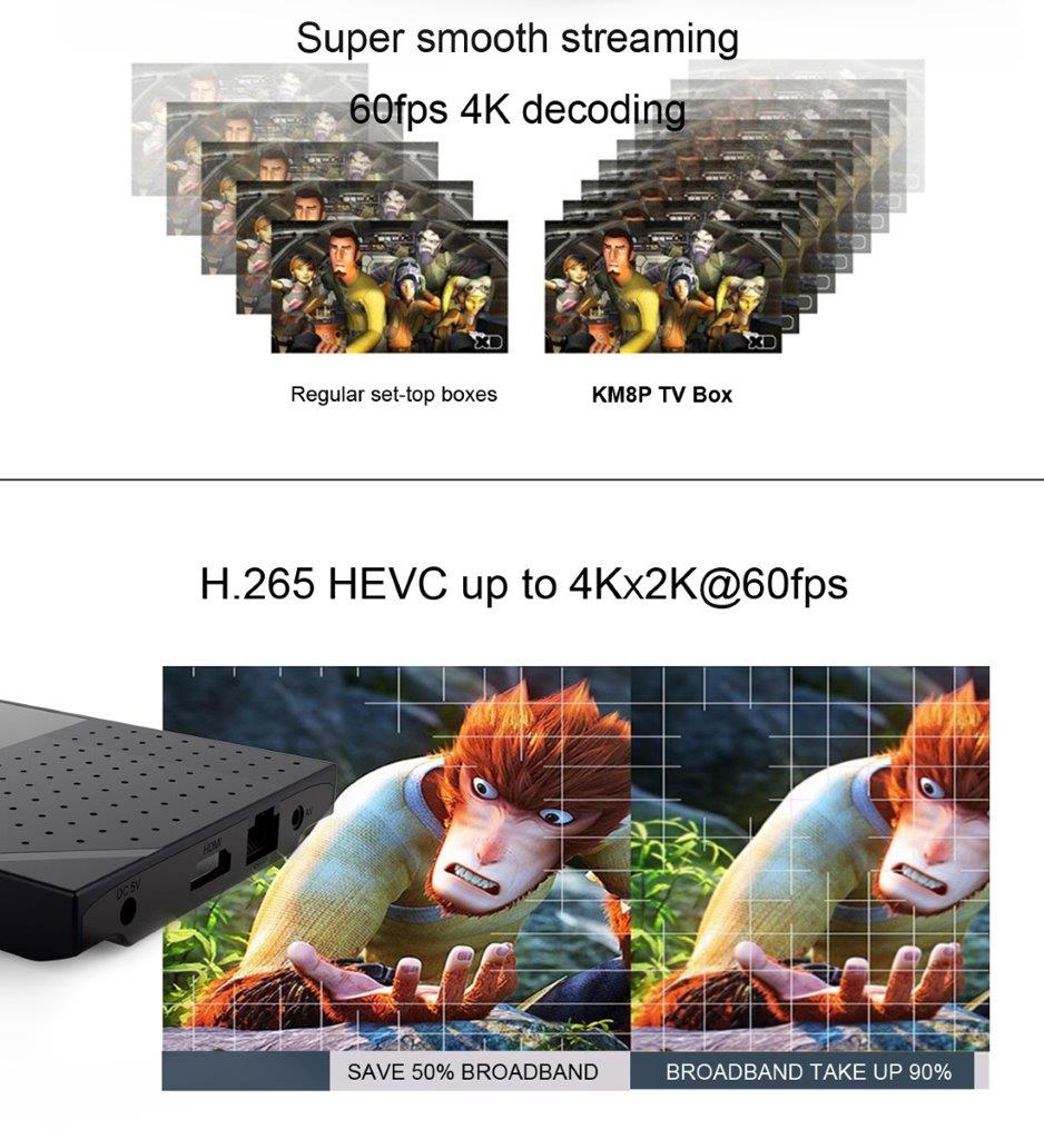 4K UHD Smart TV Box kaukosäädin - Android 6.0 / ROM 8GB / WiFi