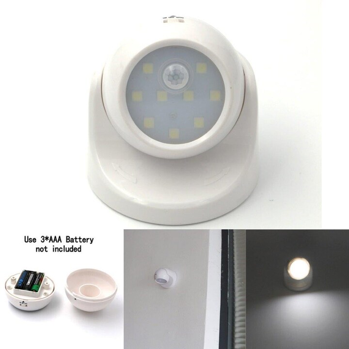 Paristokäyttöinen LED-valaisin 360 asteen liiketunnistimella