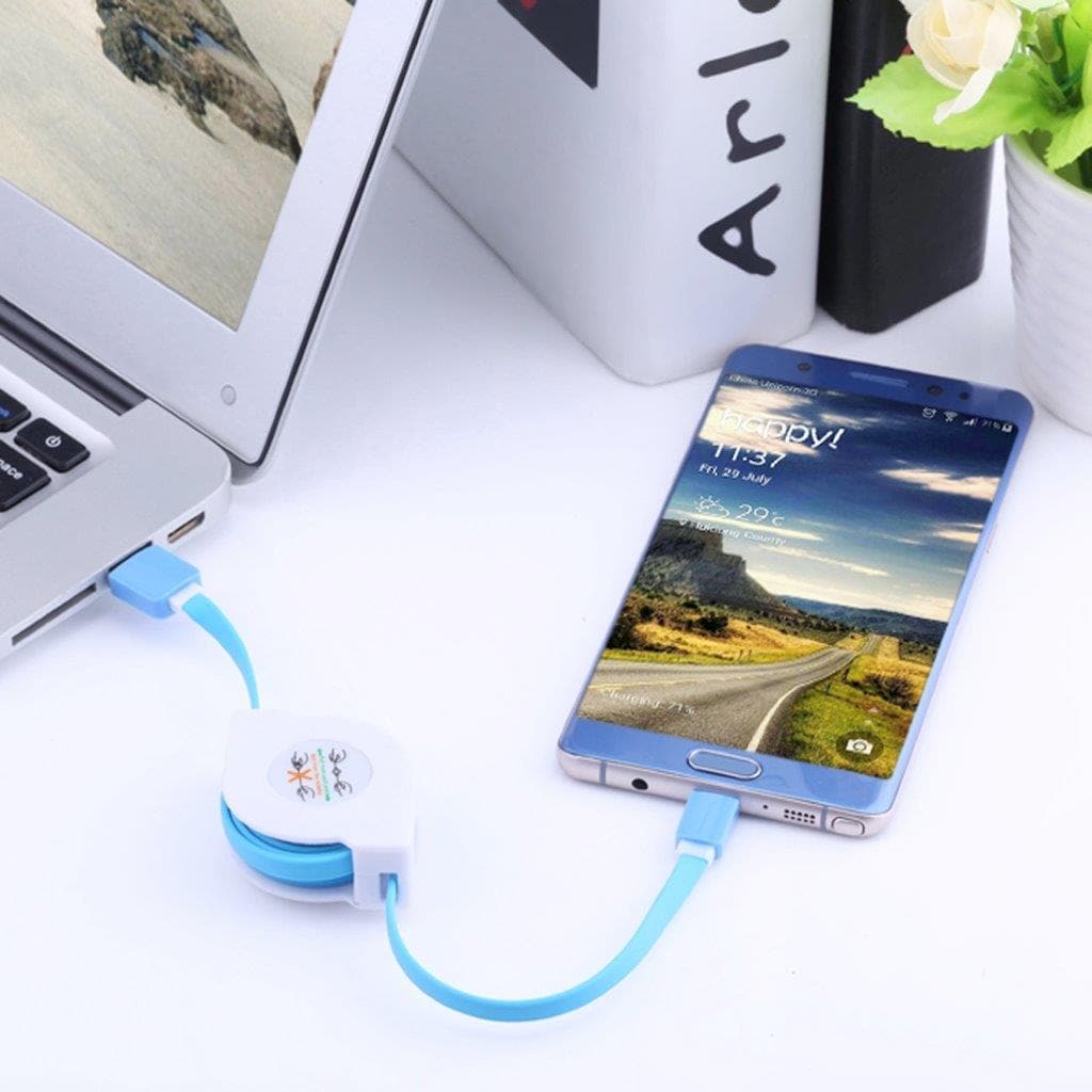 Takaisinvedettävä, mutkaton latauskaapeli USB-C - 1 metri
