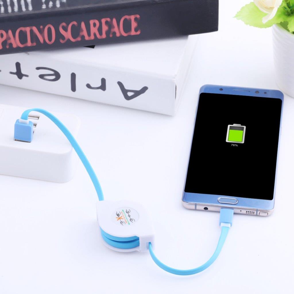 Takaisinvedettävä, mutkaton latauskaapeli USB-C - 1 metri