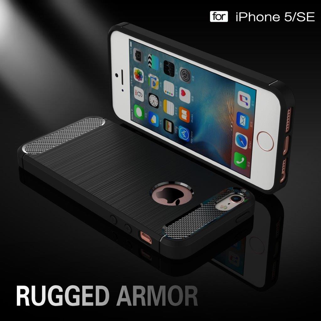 Brushed Armor Case iPhone SE & 5s & 5 - Punaisen värisenä