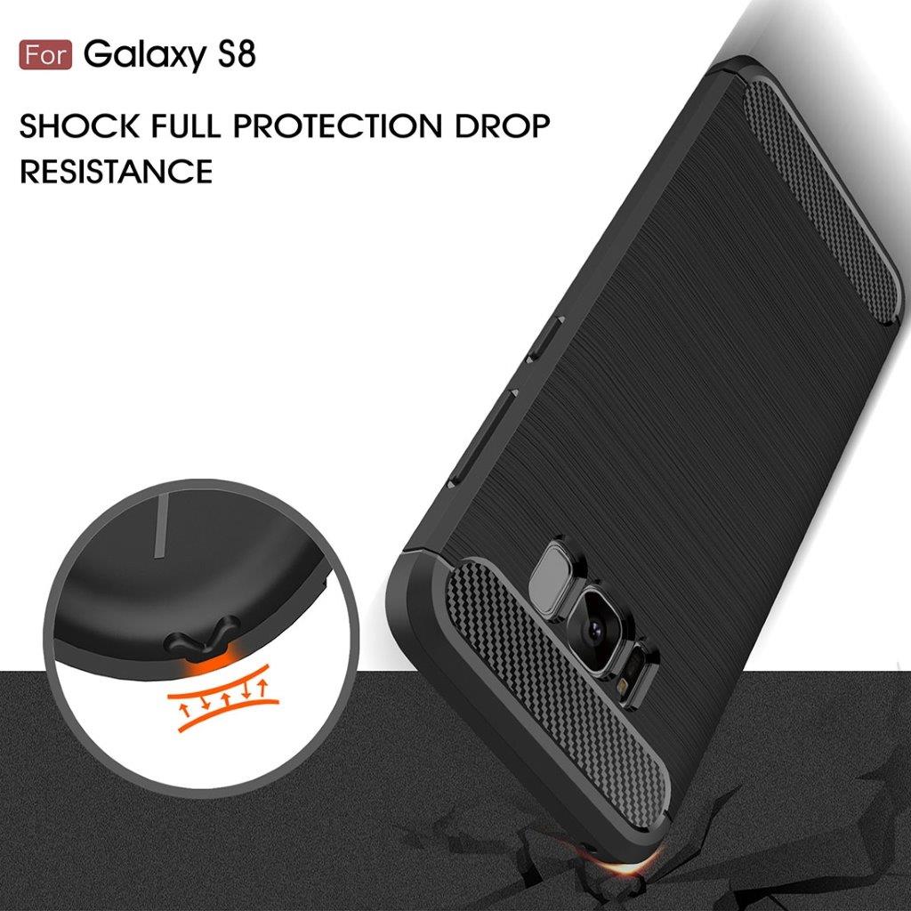 Shockproof Kuori Samsung Galaxy S8 Brushed Carbon Fiber