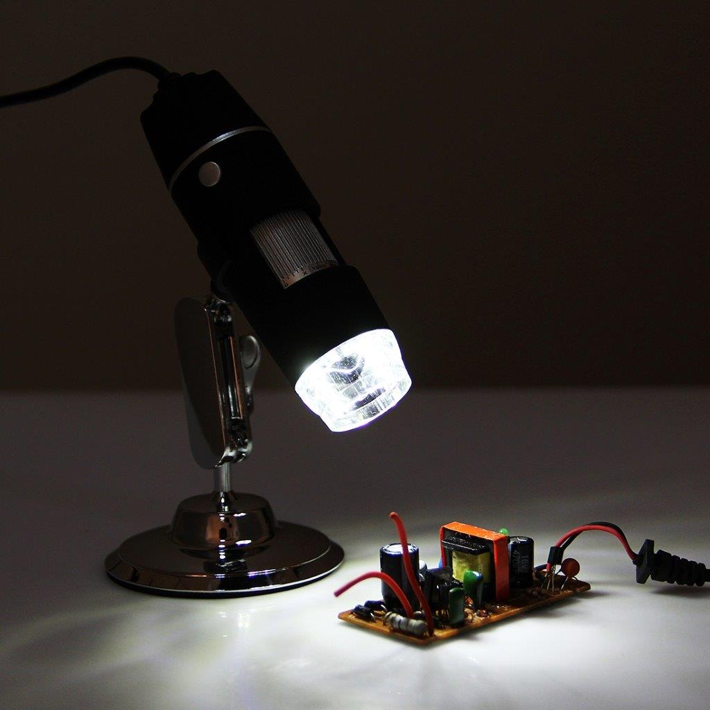 USB Mikroskooppi 1000X 0.3MP 8 LED telineellä