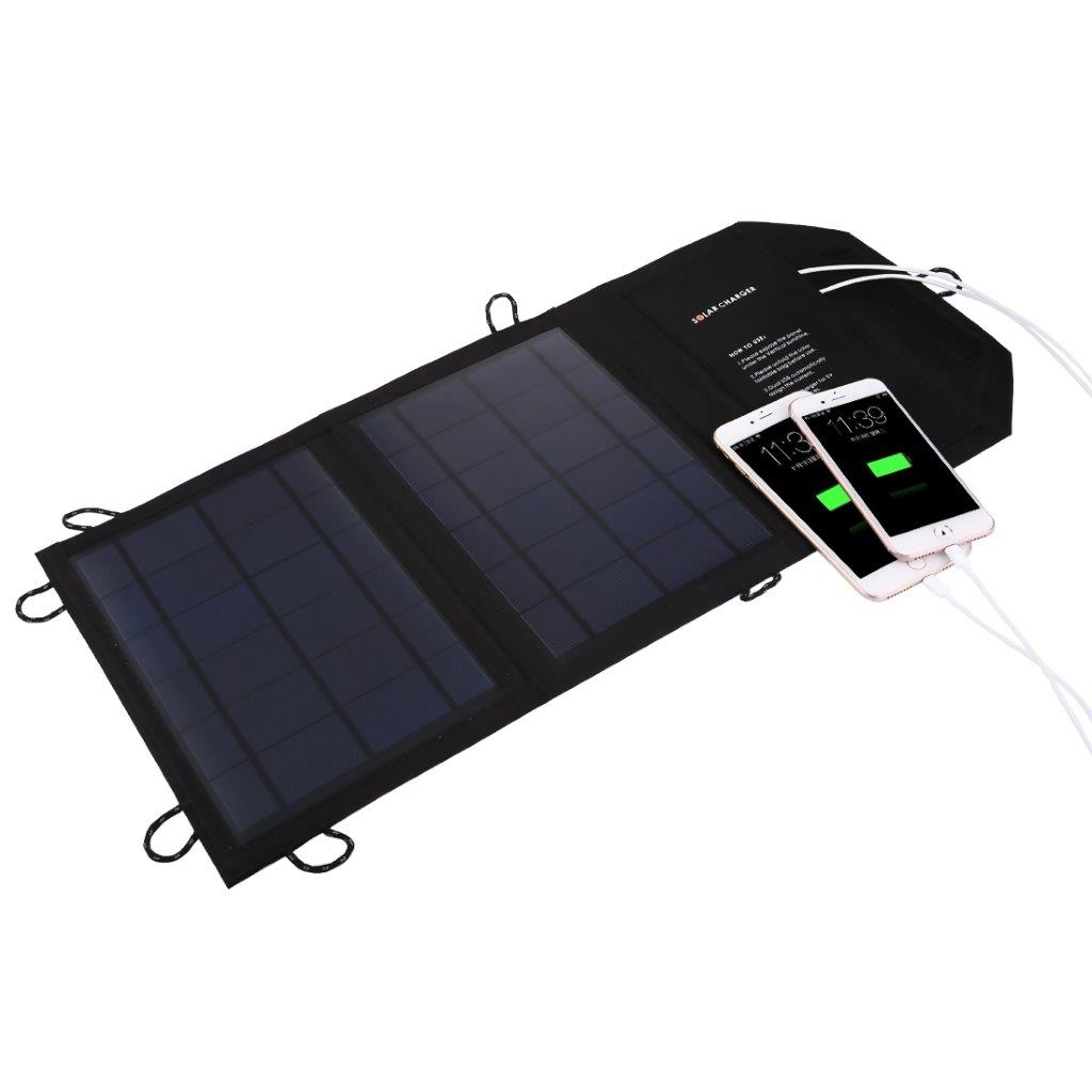 Aurinkoenergia laturi 2 usb-portilla iPhone, iPad, Samsung, Sony
