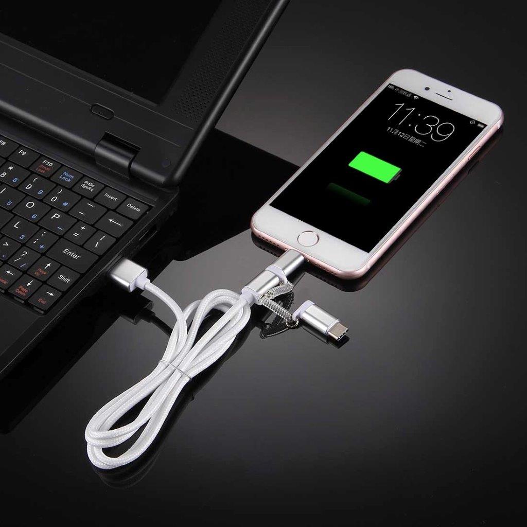 Usb-kaapeli kestävää kangasta kaikille matkapuhelimille - iPhone / Micro-usb / UUsi Tyyppi-C