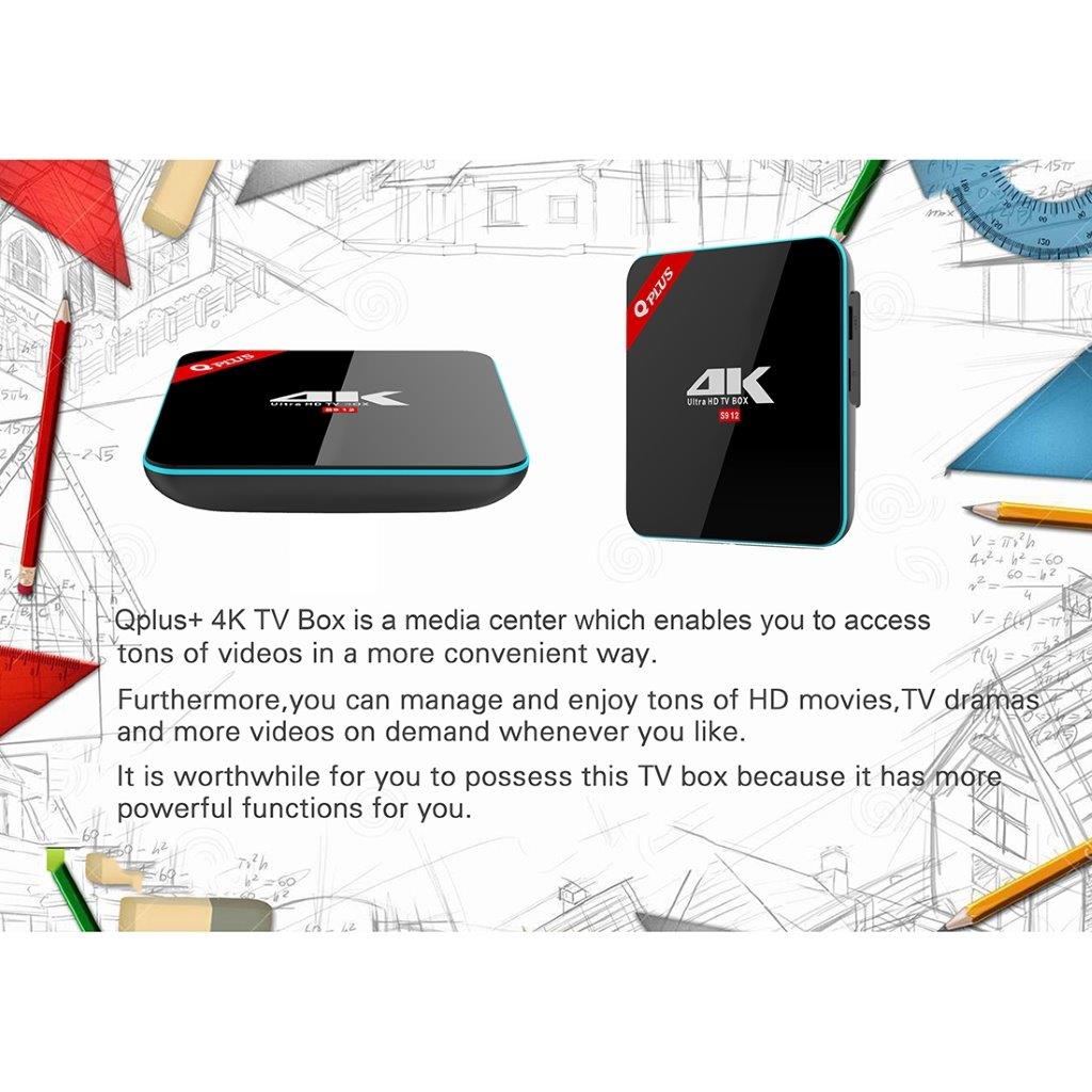 Tvbox Qplus 4K Ultra HD Smart Android 6.0 WiFi kaukosäädin