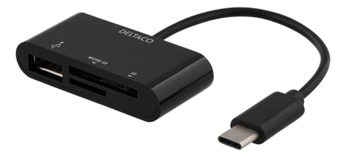 DELTACO SD/micro SD sovitin USB-A portilla