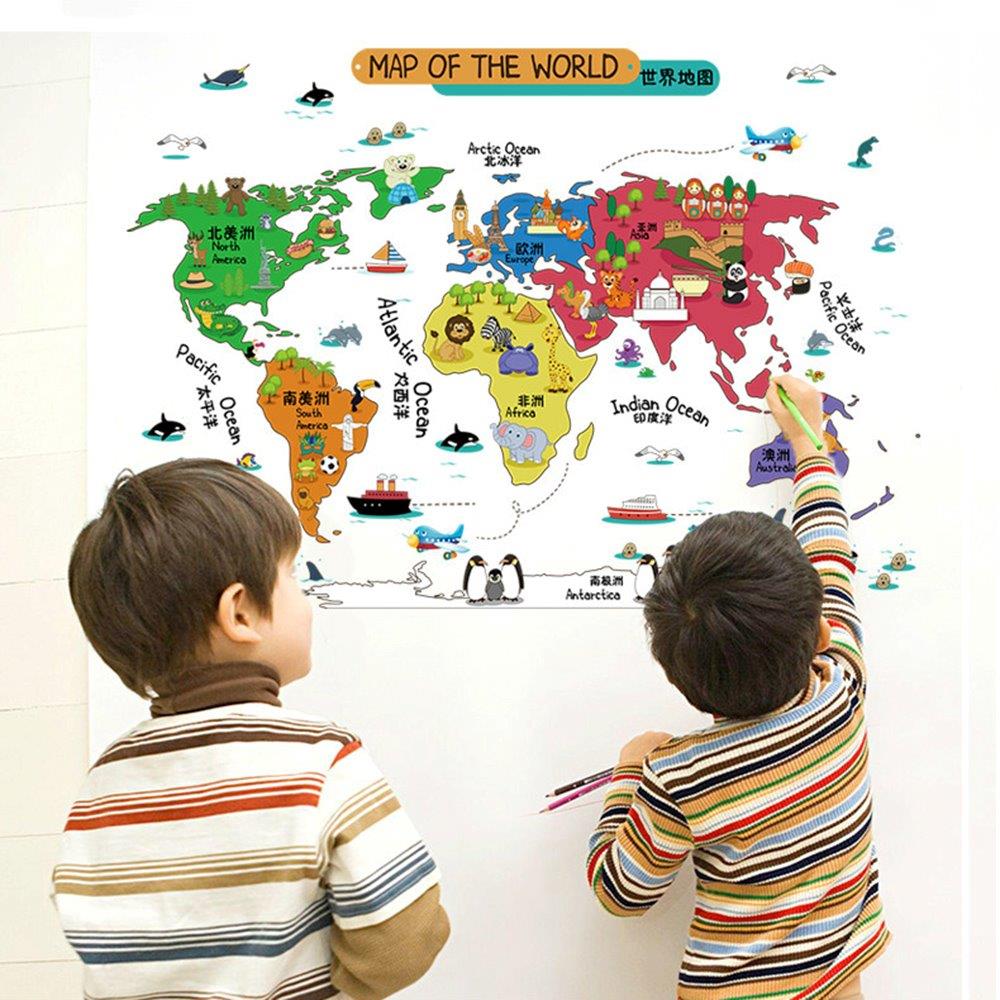 Lasten seinätarrat / wall stickers lapset  - Maailmankartta