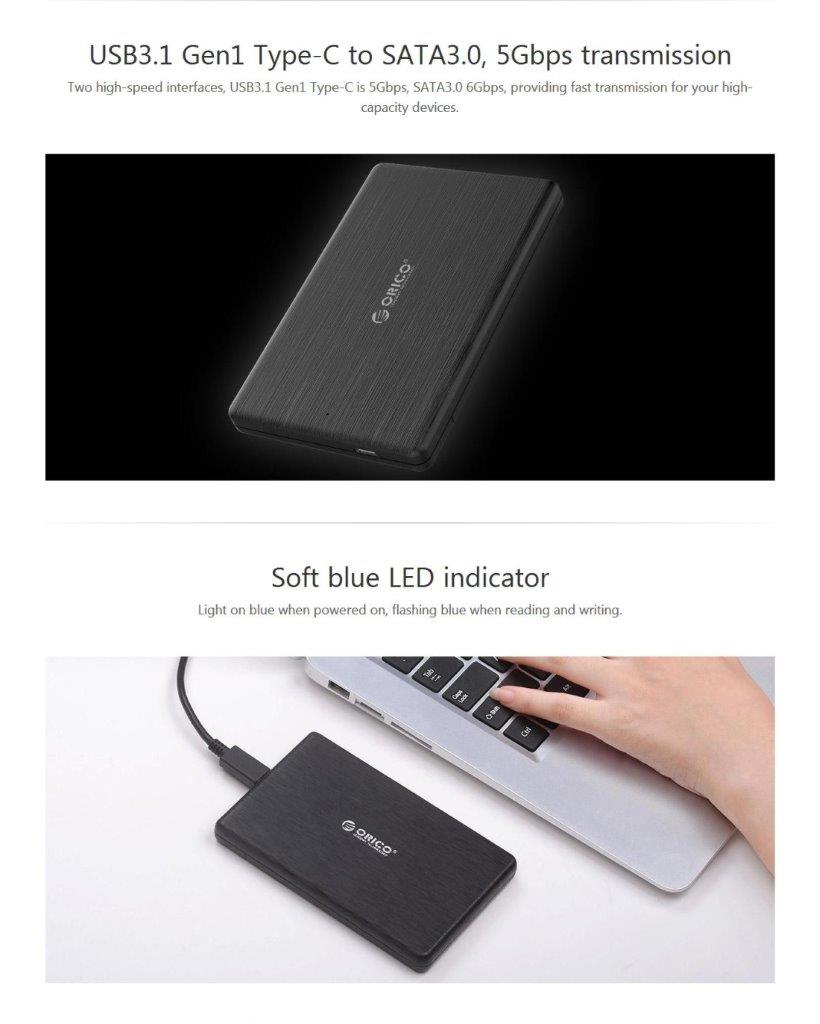 Kiintolevykotelo USB 3.1 tyyppi-c - SATA 3.0