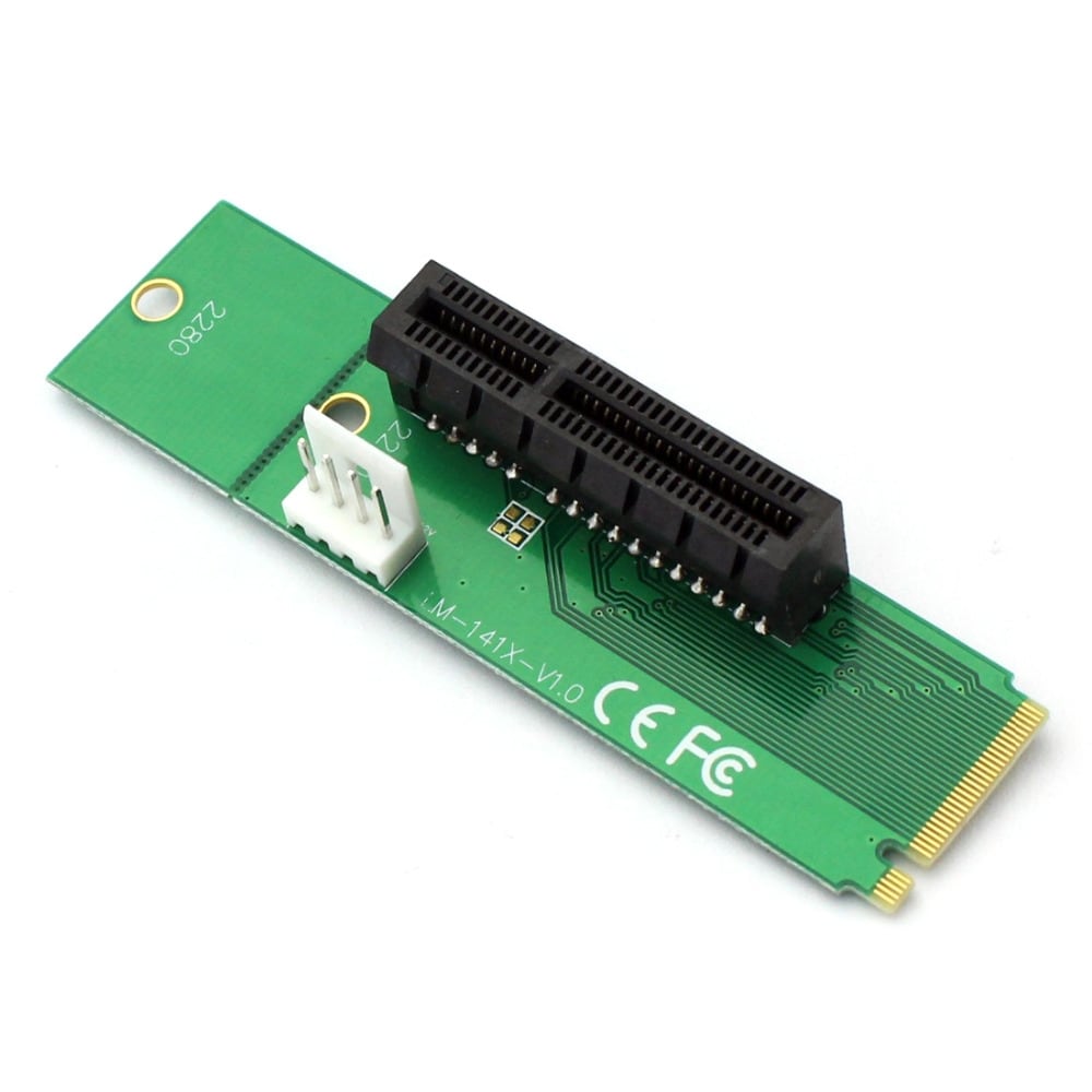 Adapteri PCI-E 4X naaras NGFF:n virtapainikkeella & kaapelilla