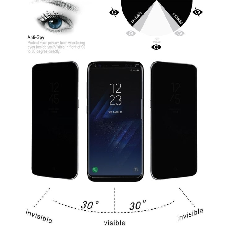 Privacy Näytönsuoja karkaistua lasia Samsung Galaxy S8