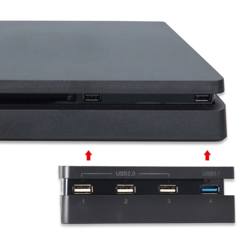 DOBE 4-Porttinen USB 2.0 & 3.0 Hub Sony PS4 Slim