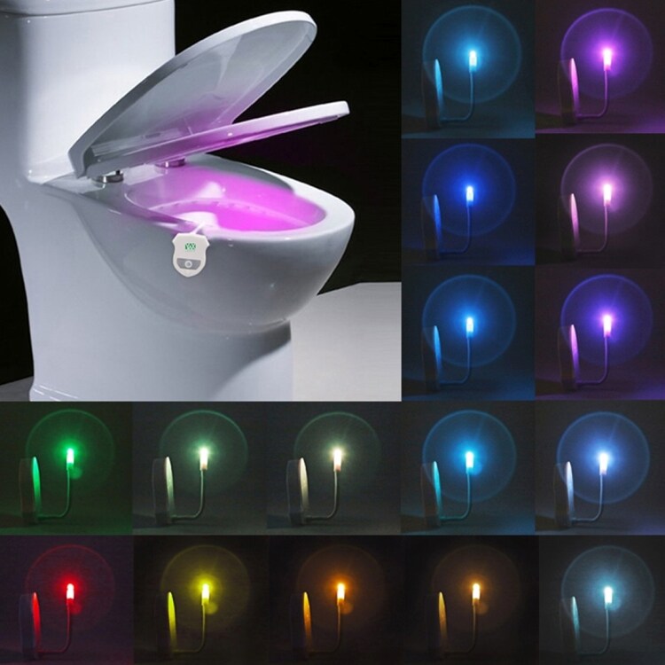 Liikkeen tunnistava wc-valaistus 16 väriä
