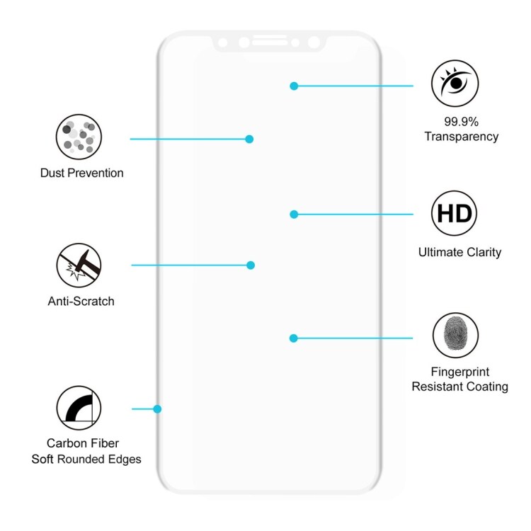Valkoinen Näytönsuoja karkaistua lasia iPhone X - 5 Pakkaus Suoja koko näytölle