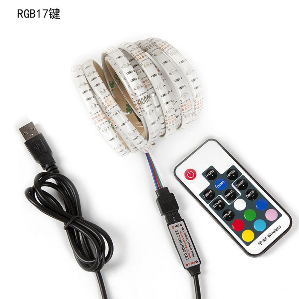 RGB Led-Nauha USB kaukosäätimellä - 3 metriä Vedenpitävä