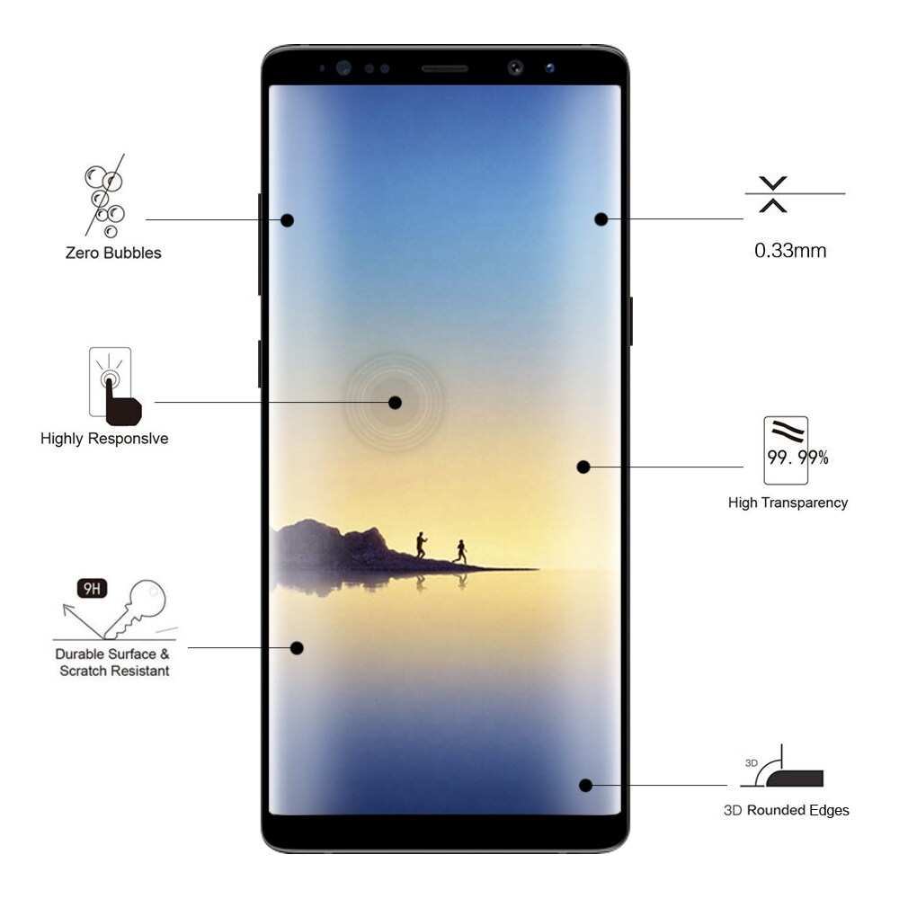 Eiger 3D CF Screen Protector Samsung Note 8 Clear/Black
