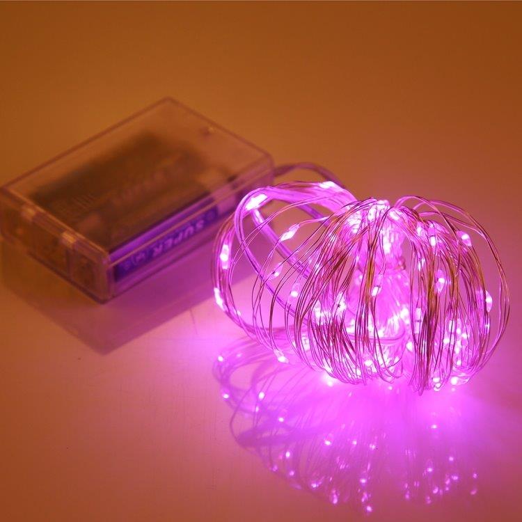 Paristokäyttöinen Valonauha / Led-nauha 10metriä - 100 kpl pinkkiä lamppua