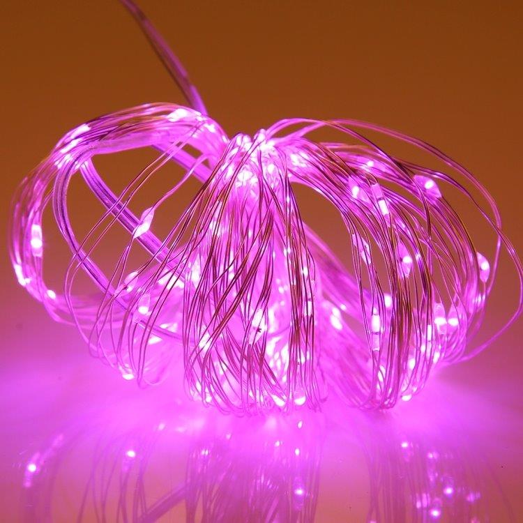 Paristokäyttöinen Valonauha / Led-nauha 10metriä - 100 kpl pinkkiä lamppua