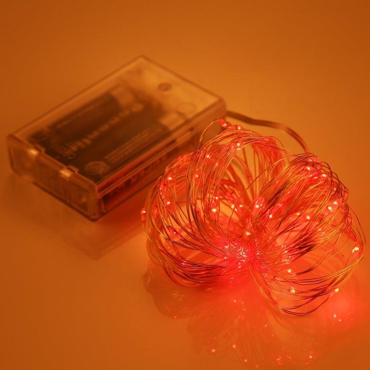 Paristokäyttöinen Valonauha / Led-nauha 10metriä - 100 kpl punaista lamppua