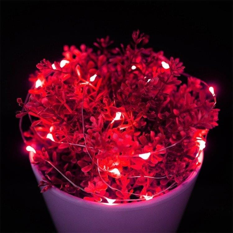 Paristokäyttöinen Valonauha / Led-nauha 10metriä - 100 kpl punaista lamppua