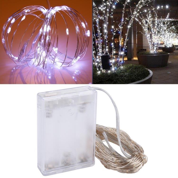 Paristokäyttöinen Valonauha / Led-nauha 10metriä - 100 kpl kylmän valkoisia lamppua