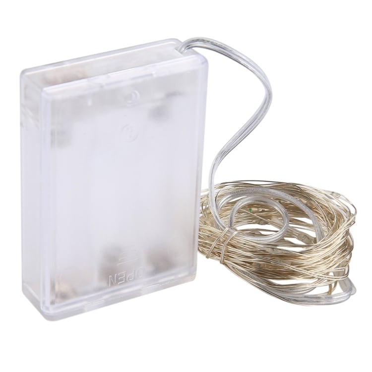 Paristokäyttöinen Valonauha / Led-nauha kaapelilla 5metriä - 100kpl kylmän valkoista lamppua