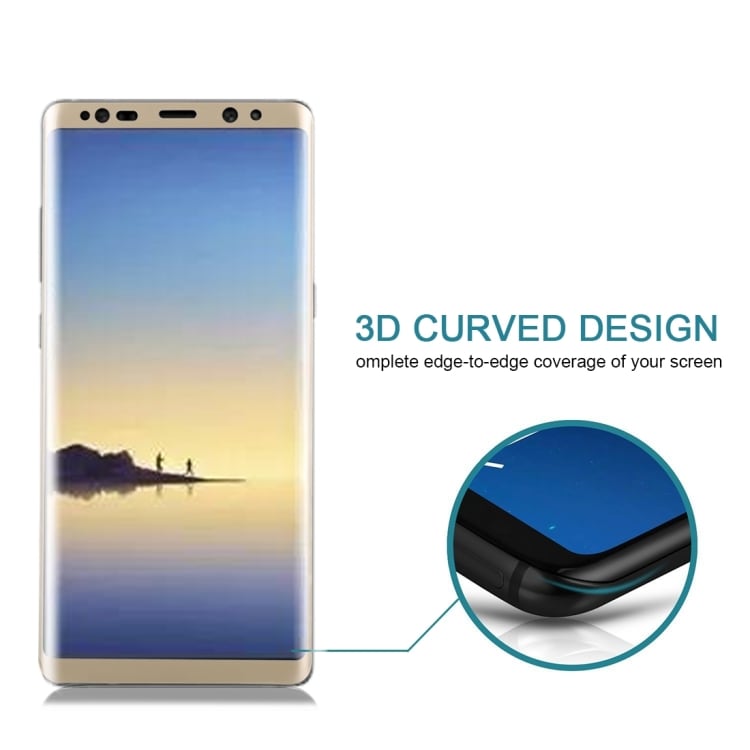 Kaareva näytönsuoja karkaistua lasia Samsung Galaxy Note 8 - Kulta