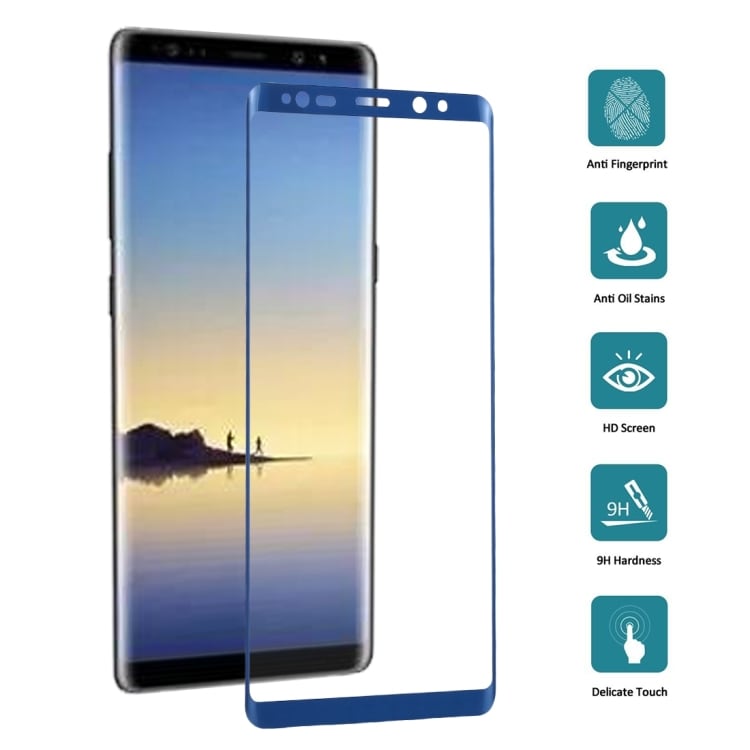 Kaareva näytönsuoja karkaistua lasia Samsung Galaxy Note 8 - Sininen
